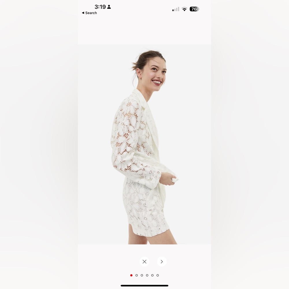 NWT H&M white lace shorts suit